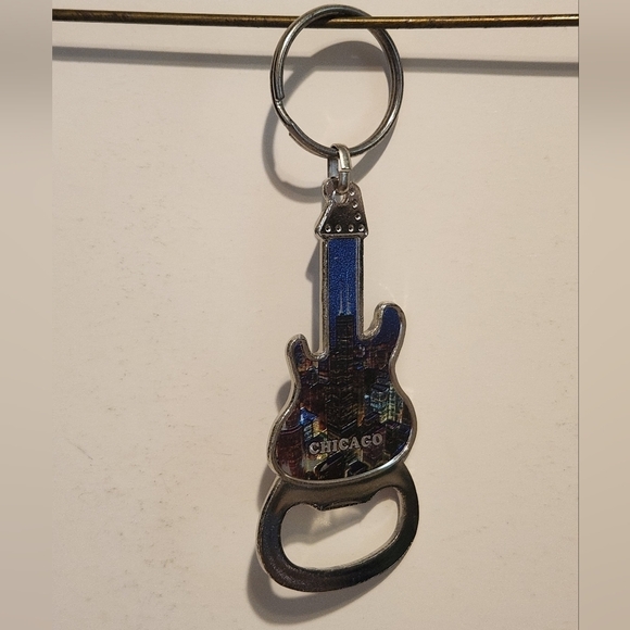 Chicago cityscape guitar shaped metal bottle opener - Picture 6 of 10